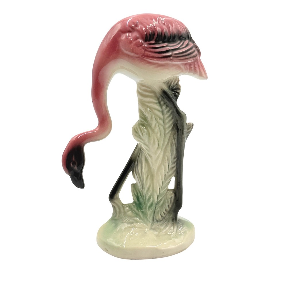 Vintage Flamingo Figurine Ceramic Pink Tropical MCM Retro Coastal Kitsch Decor‎